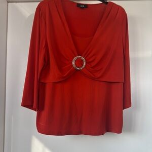 AGB Red Blouse with Ring Accent